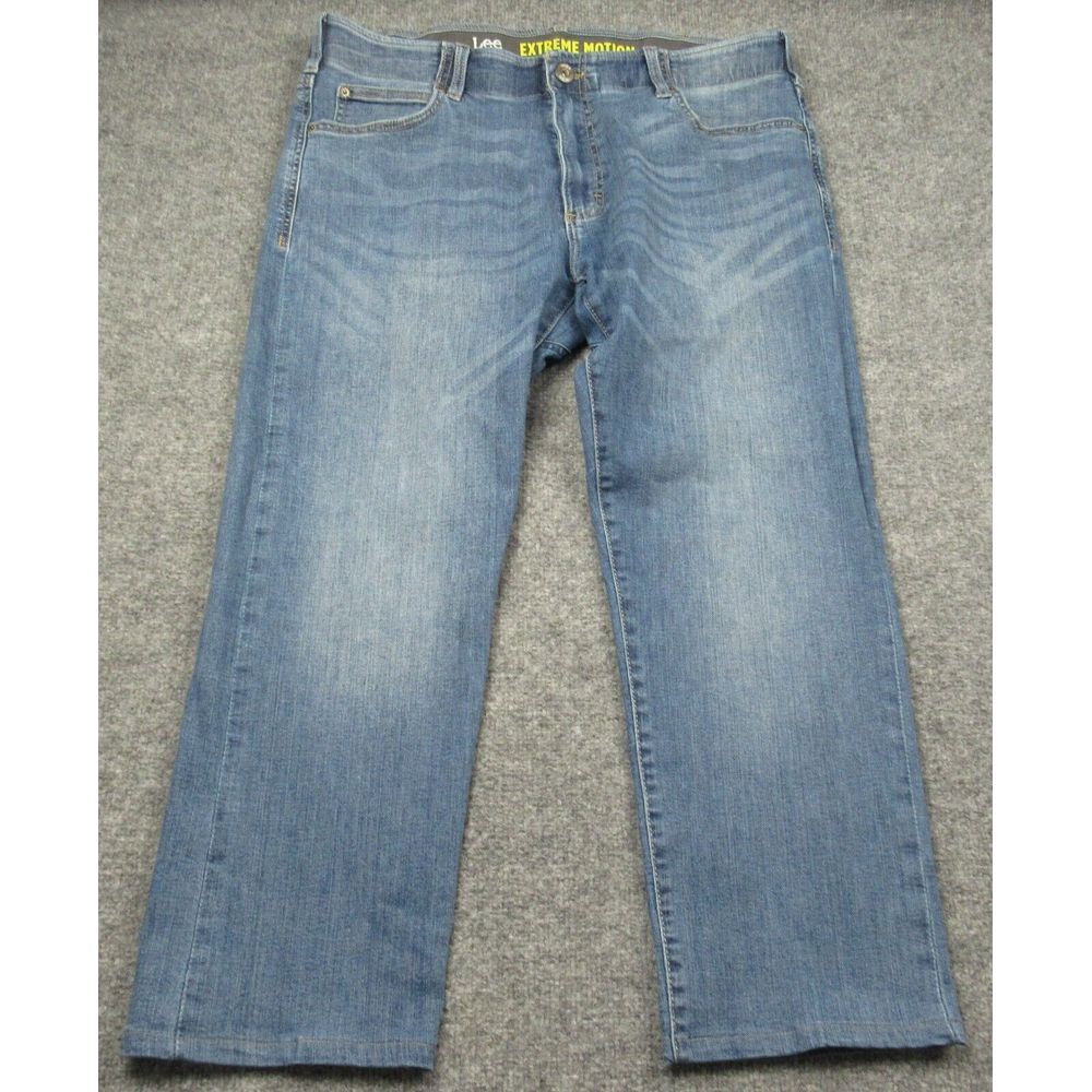 Lee Jeans Mens 38x27 Blue Extreme Motion Slim Fit Straight Leg Stretch Denim
